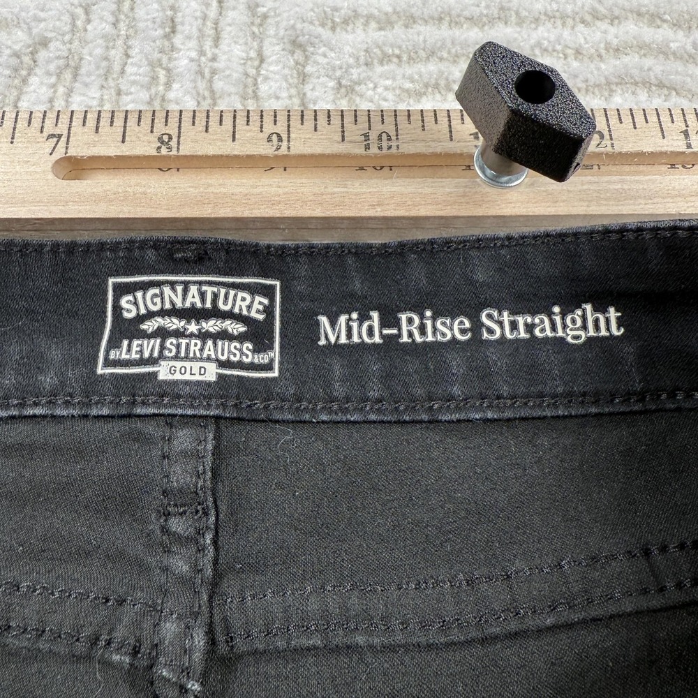 Signature Levi Strauss Gold Jeans Mens 33x32 Black Mid-Rise Straight Stretch - Picture 11 of 15